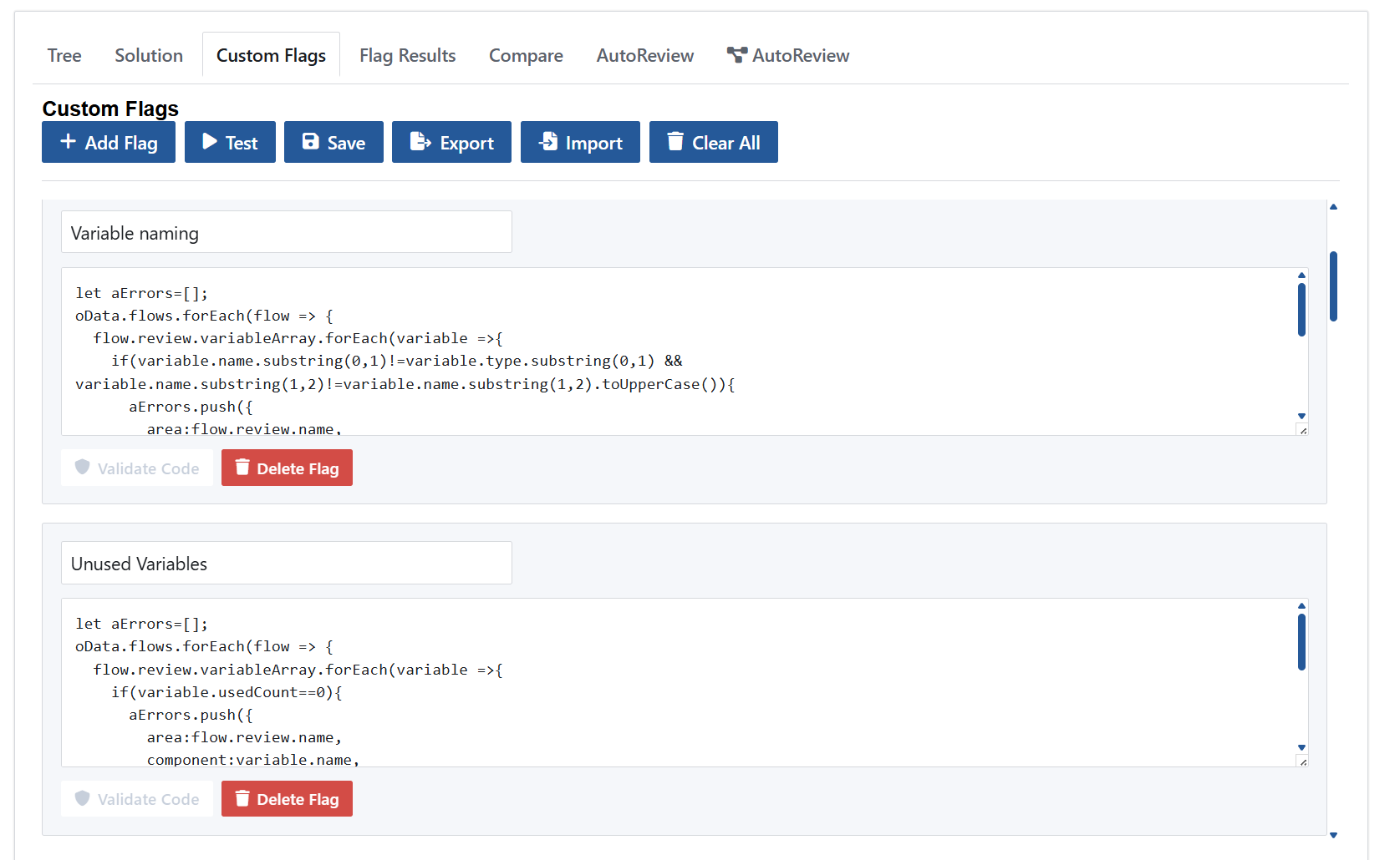 Custom Flags to check flows